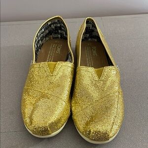TOMS Kids Sparkling Gold Slip-Ons